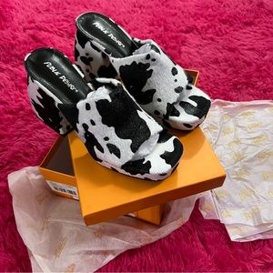 Brand NEW Public Desire Cow Print Platform Heels